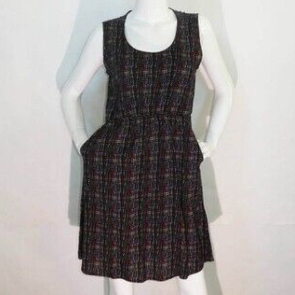 KAVU Midi Simone Summer Dress Pockets! Colourful Electric Grid Plaid NEW!